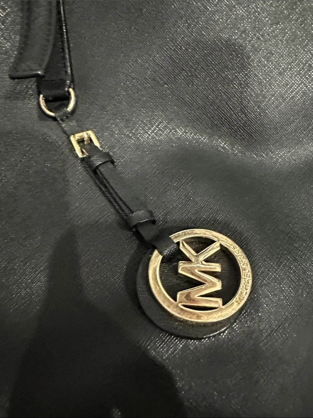 Michael Kors Black Saffiano Leather Tote with Gold Accent
